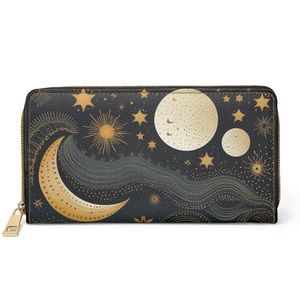 Celestial Moon Zipper Wallet | Starr and Cosmic, Astrology Themed